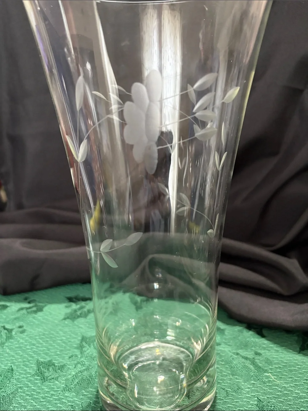 Vintage Princess House Heritage 12” Flared Etched Floral Crystal Vase